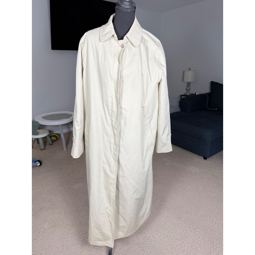 Vintage London Fog Trench Coat Tan Beige Zip Out Wool Liner Womens 20 Reg USA